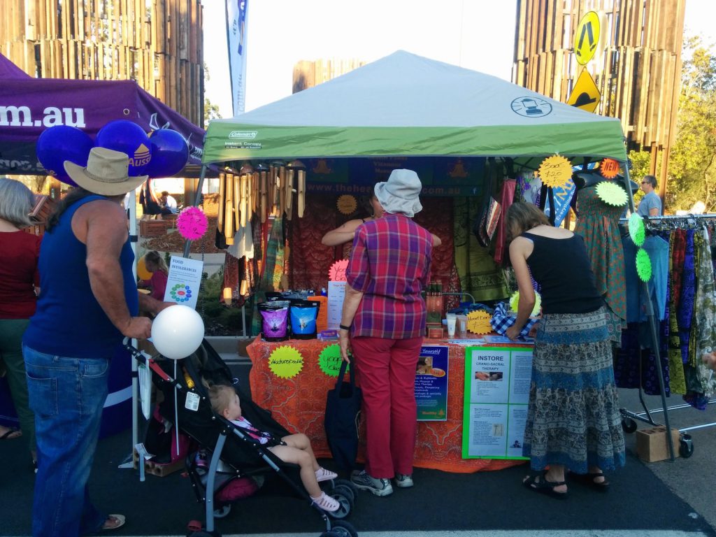 Stalls with Water Towers in the Background Beerwah Street Party 2014
