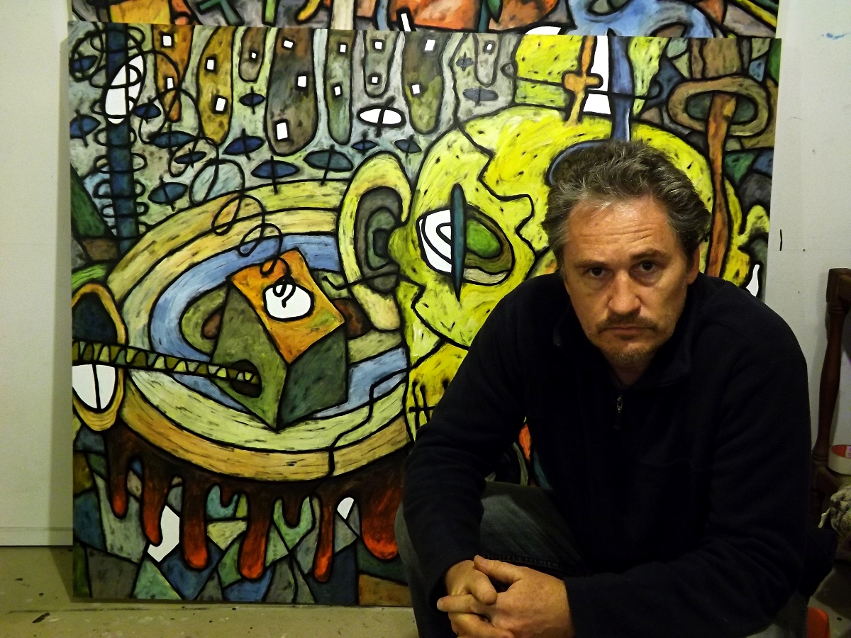 Artist David Howard with his Art series Apostasy 2015