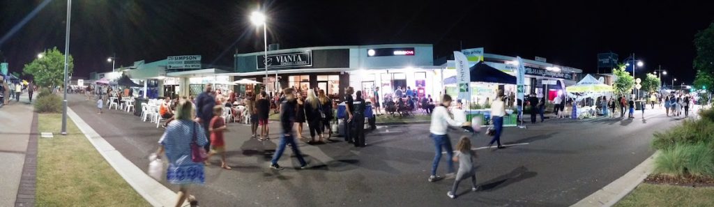 Simpson Street from outside Vianta and Eagle Boys Beerwah Street Party 2015