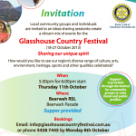 Glasshouse Country Festival Information Night on Thurday the 11th October