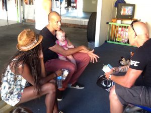 Stephen Pitt relaxing for a moment with family